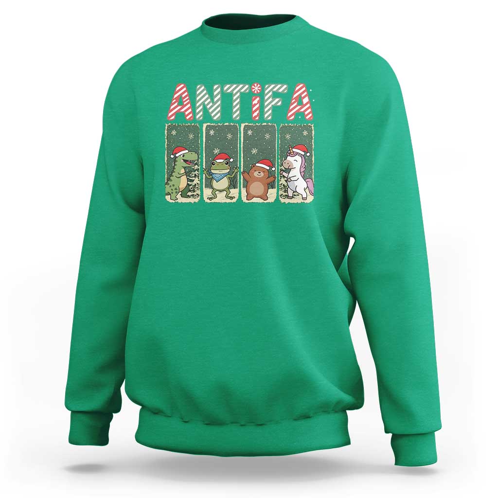 Funny Christmas Frogtifa Sweatshirt Portland Resist Frog Protest - Wonder Print Shop
