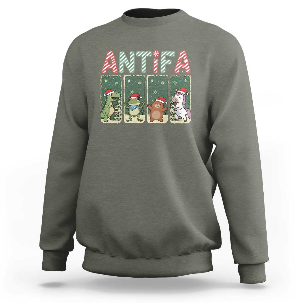 Funny Christmas Frogtifa Sweatshirt Portland Resist Frog Protest - Wonder Print Shop