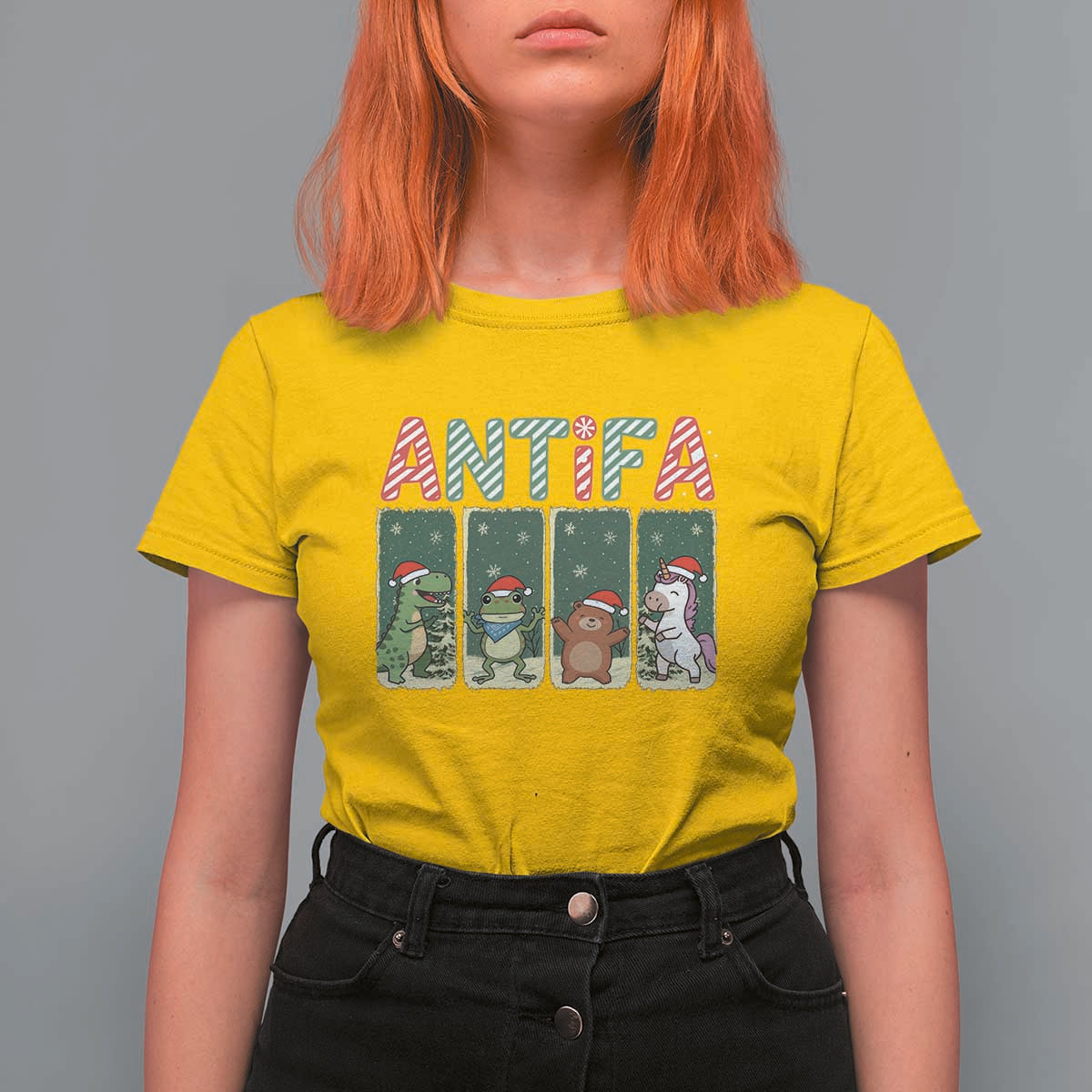 Funny Christmas Frogtifa T Shirt For Women Portland Resist Frog Protest - Wonder Print Shop