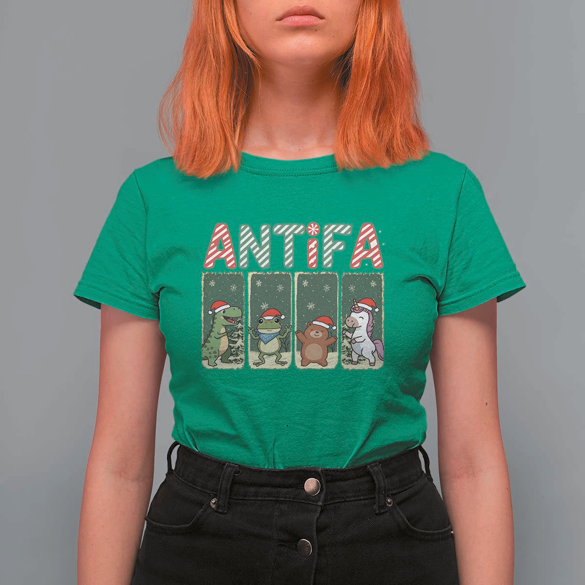 Funny Christmas Frogtifa T Shirt For Women Portland Resist Frog Protest - Wonder Print Shop