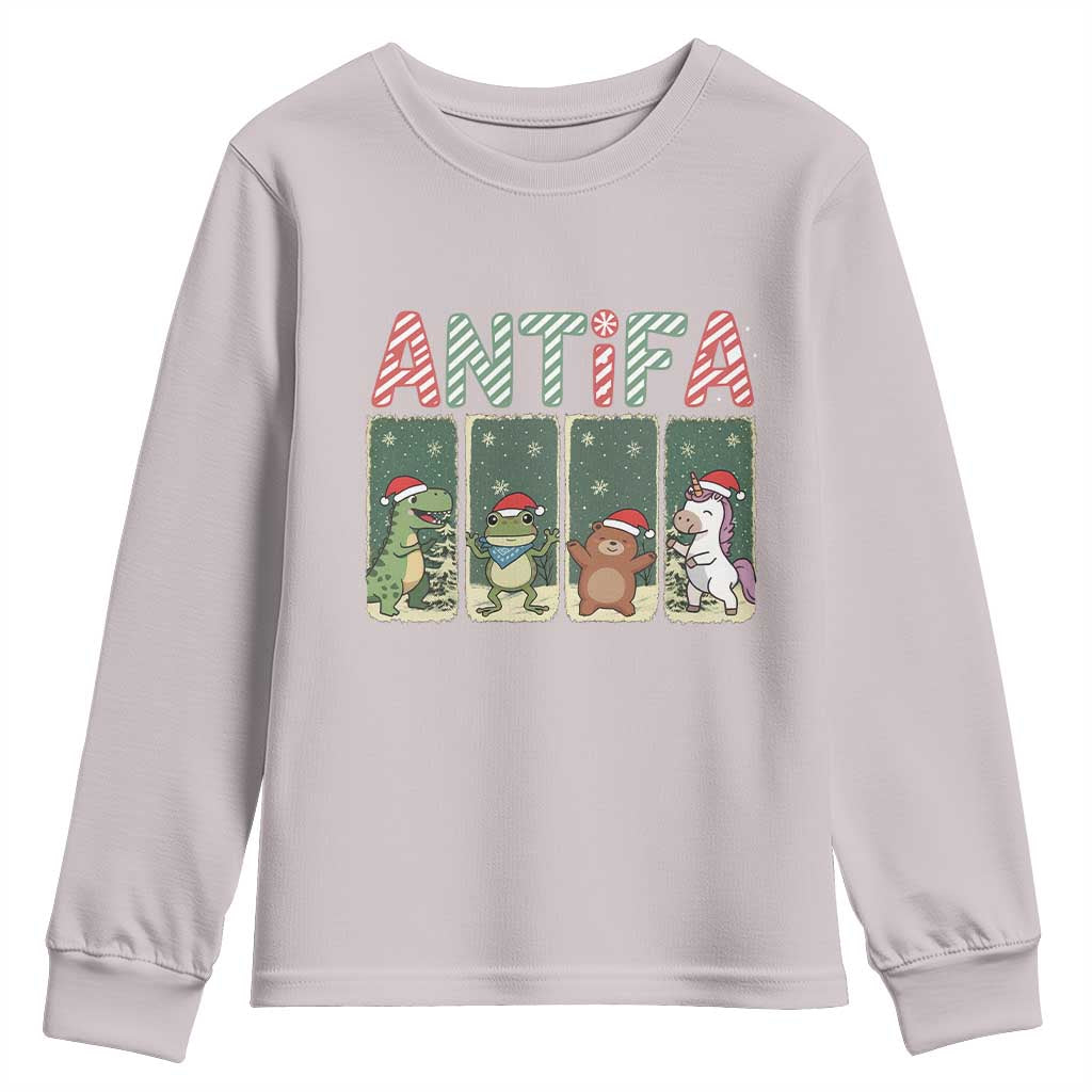 Funny Christmas Frogtifa Youth Sweatshirt Portland Resist Frog Protest - Wonder Print Shop
