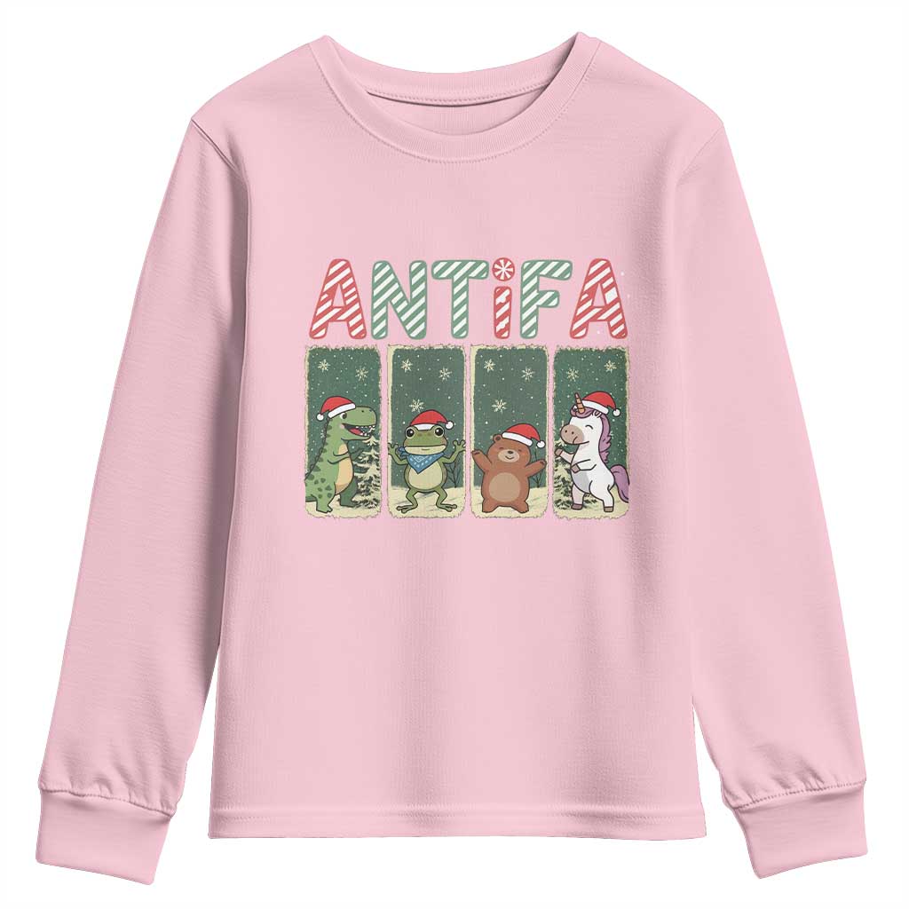 Funny Christmas Frogtifa Youth Sweatshirt Portland Resist Frog Protest - Wonder Print Shop