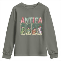 Funny Christmas Frogtifa Youth Sweatshirt Portland Resist Frog Protest - Wonder Print Shop