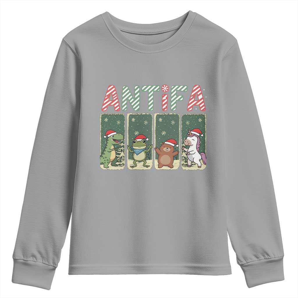Funny Christmas Frogtifa Youth Sweatshirt Portland Resist Frog Protest - Wonder Print Shop