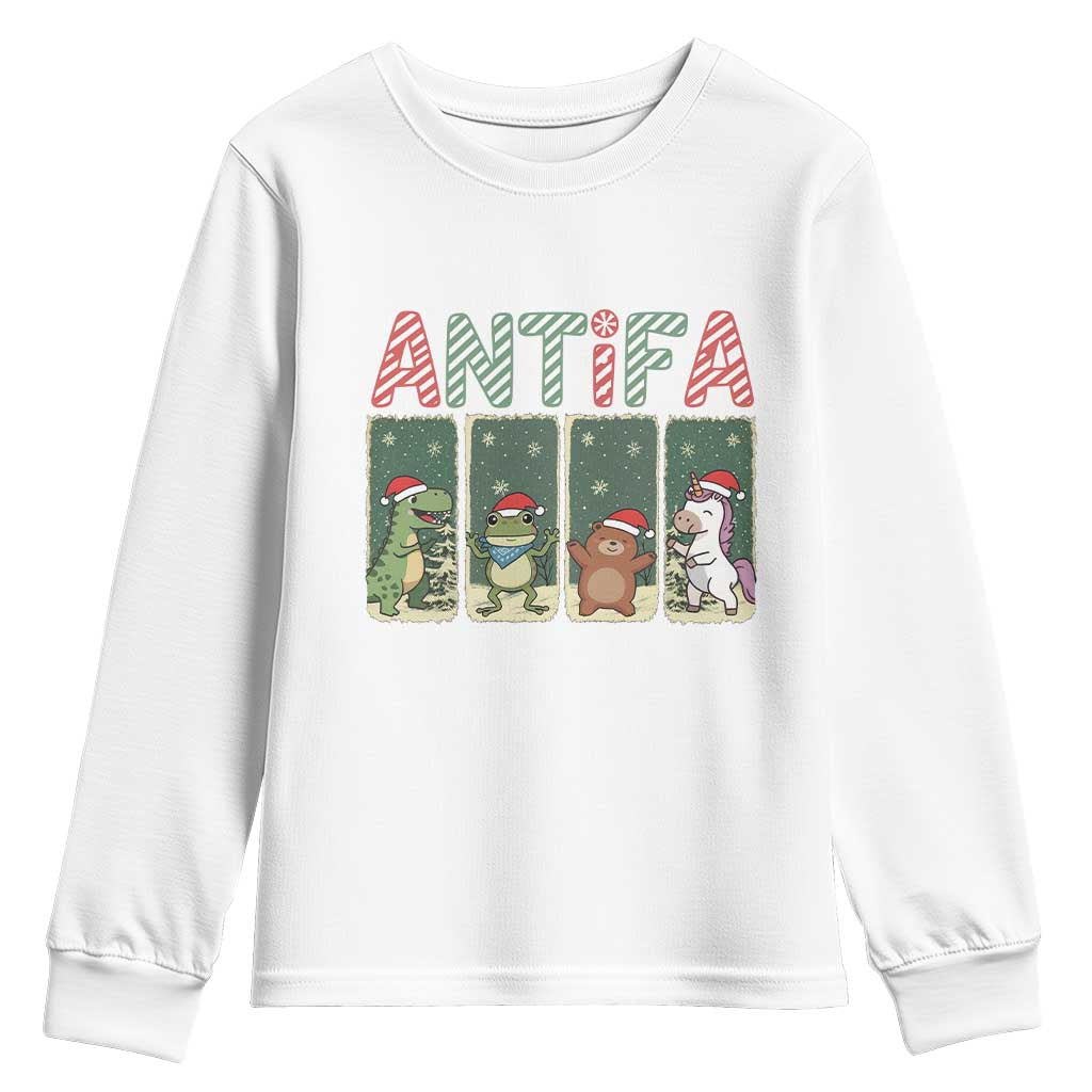 Funny Christmas Frogtifa Youth Sweatshirt Portland Resist Frog Protest - Wonder Print Shop