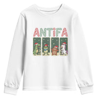 Funny Christmas Frogtifa Youth Sweatshirt Portland Resist Frog Protest - Wonder Print Shop