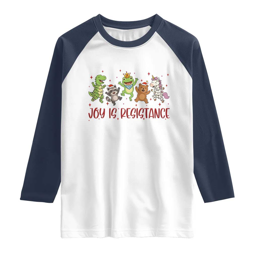 Joy Is Resistance Raglan Shirt Funny Portland Frog Protest Christmas Gift - Wonder Print Shop