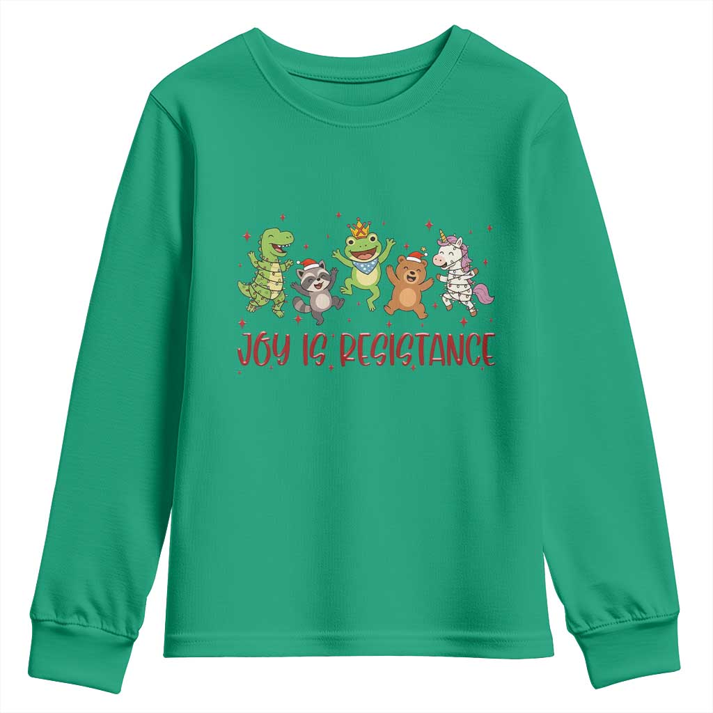 Joy Is Resistance Youth Sweatshirt Funny Portland Frog Protest Christmas Gift - Wonder Print Shop