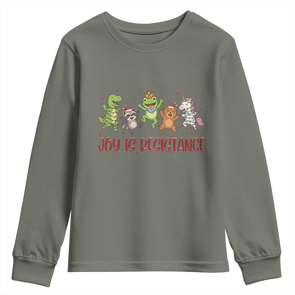 Joy Is Resistance Youth Sweatshirt Funny Portland Frog Protest Christmas Gift - Wonder Print Shop