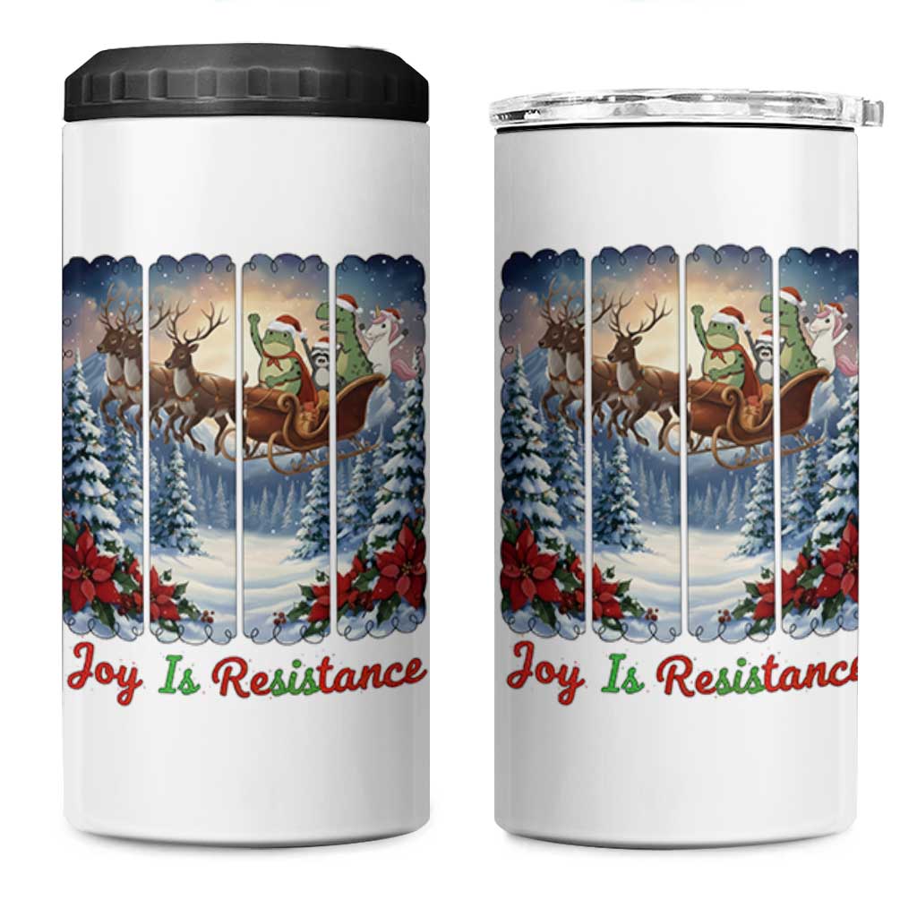 Joy Is Resistance Portland Frog Protest 4 in 1 Can Cooler Tumbler Funny Holiday Meme Gift Idea - Wonder Print Shop