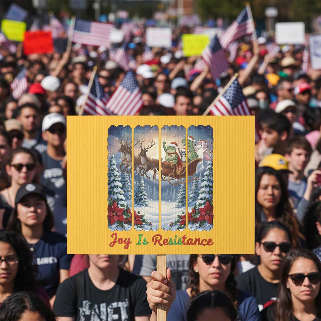 Joy Is Resistance Portland Frog Protest Protest Sign Funny Holiday Meme Gift Idea - Wonder Print Shop