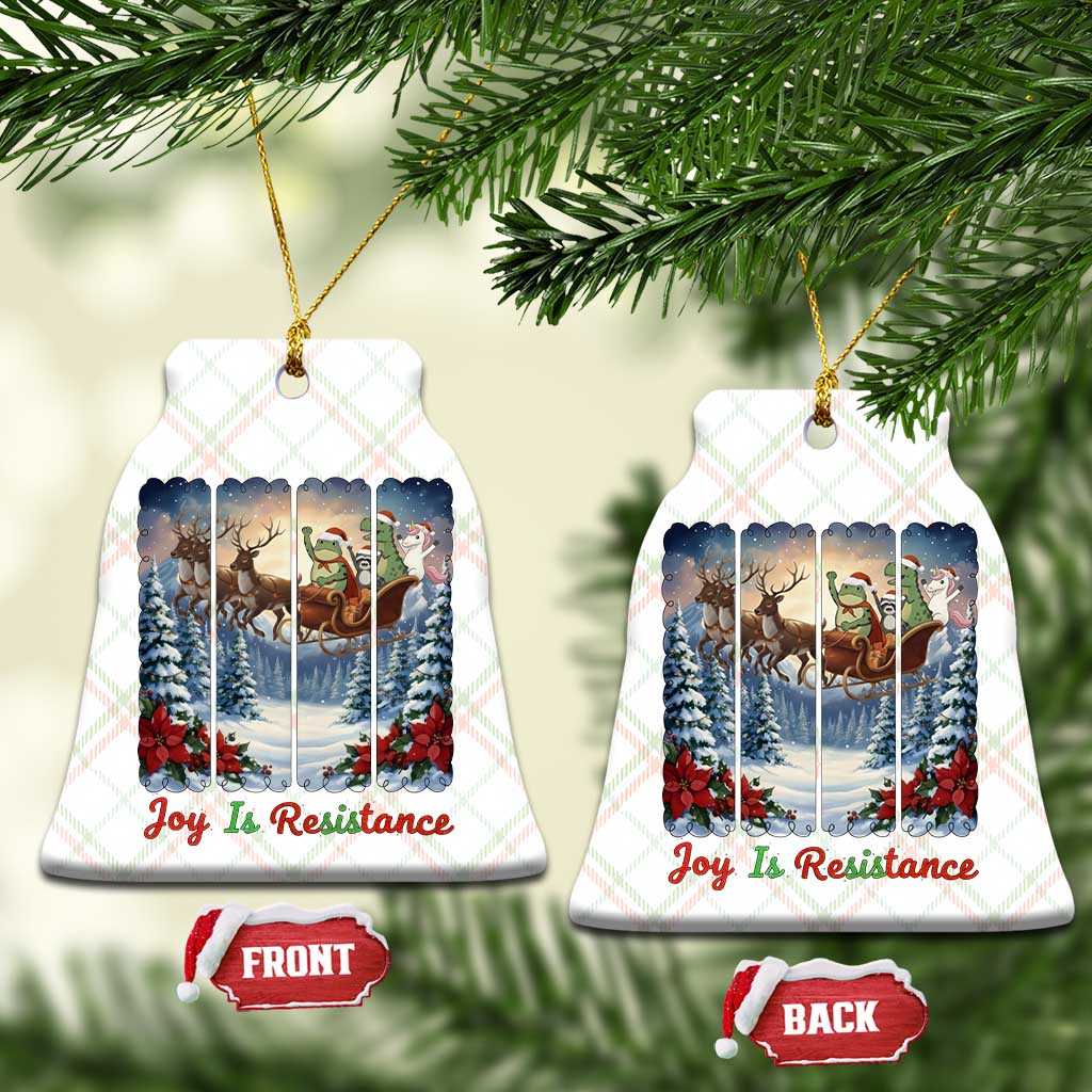 Joy Is Resistance Portland Frog Protest Ceramic Ornament Funny Holiday Meme Gift Idea - Wonder Print Shop