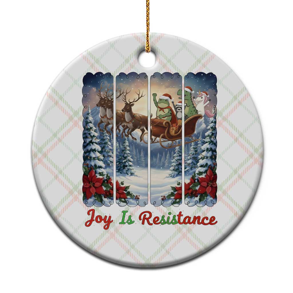 Joy Is Resistance Portland Frog Protest Ceramic Ornament Funny Holiday Meme Gift Idea - Wonder Print Shop