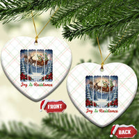 Joy Is Resistance Portland Frog Protest Ceramic Ornament Funny Holiday Meme Gift Idea - Wonder Print Shop