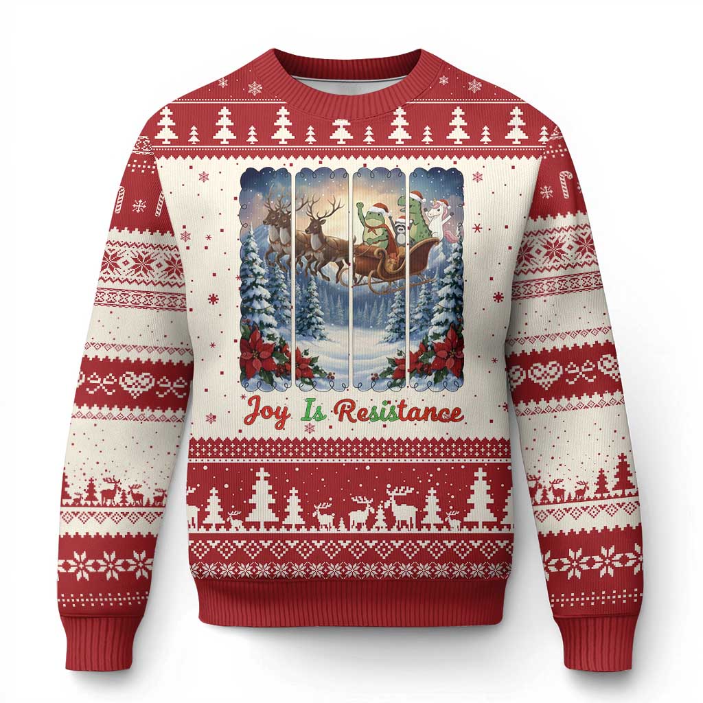 Joy Is Resistance Portland Frog Protest Ugly Christmas Sweater Funny Holiday Meme Gift Idea - Wonder Print Shop
