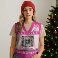 Joy Is Resistance Portland Frog Protest V-Neck Knit Sweater Vest Funny Holiday Meme Gift Idea - Wonder Print Shop