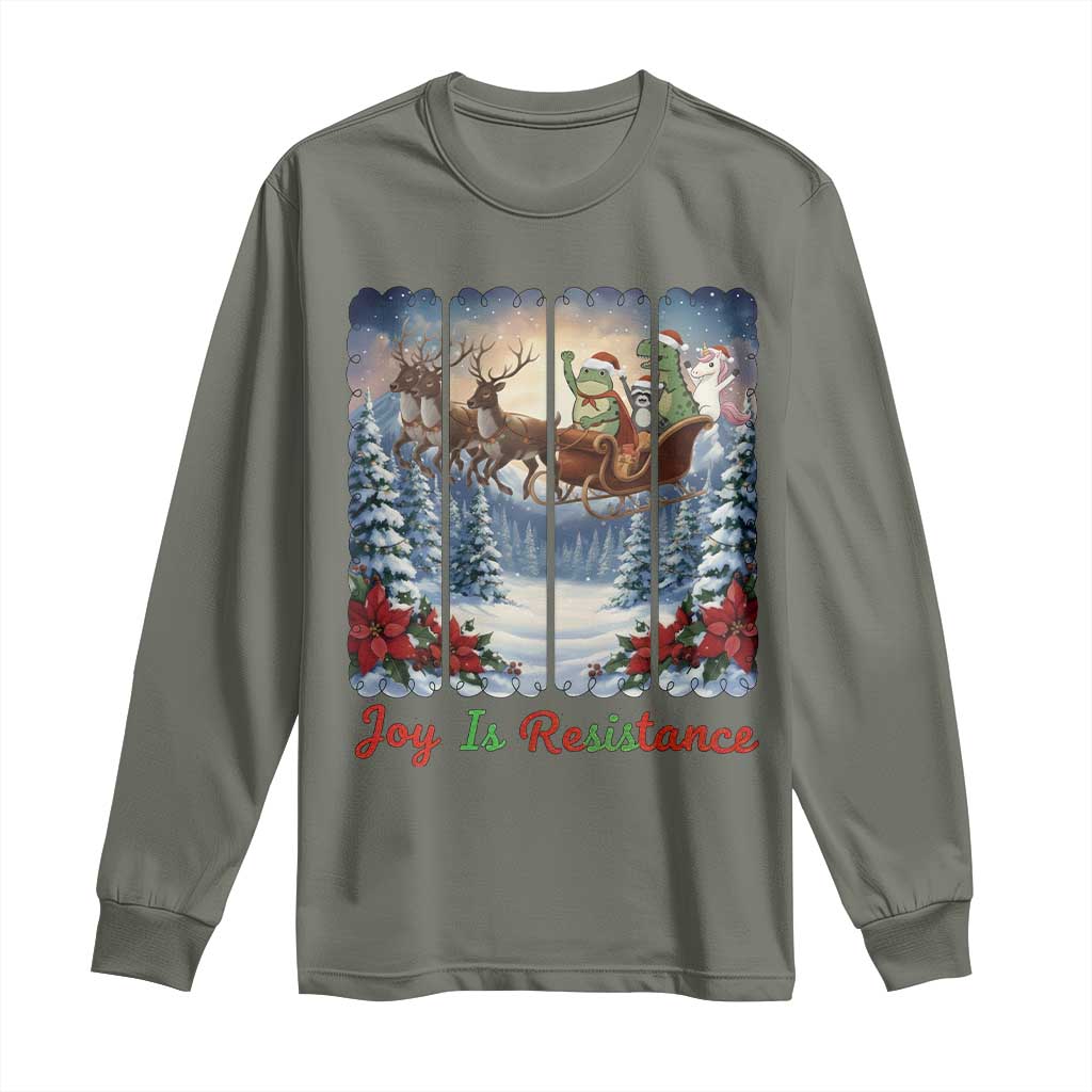 Joy Is Resistance Portland Frog Protest Long Sleeve Shirt Funny Holiday Meme Gift Idea - Wonder Print Shop