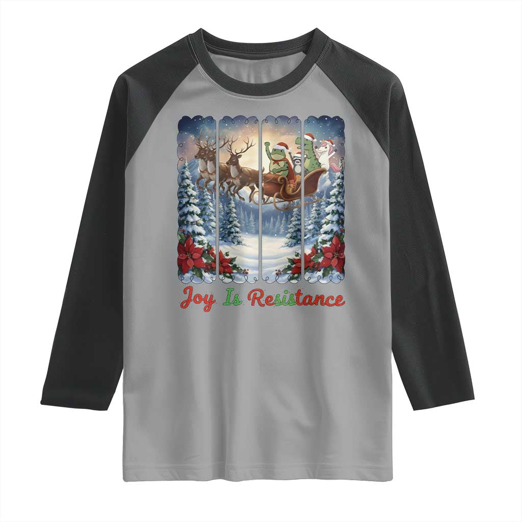 Joy Is Resistance Portland Frog Protest Raglan Shirt Funny Holiday Meme Gift Idea - Wonder Print Shop