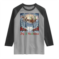 Joy Is Resistance Portland Frog Protest Raglan Shirt Funny Holiday Meme Gift Idea - Wonder Print Shop