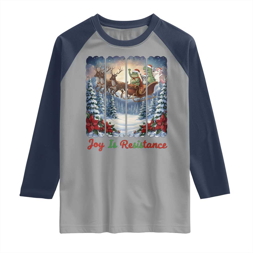 Joy Is Resistance Portland Frog Protest Raglan Shirt Funny Holiday Meme Gift Idea - Wonder Print Shop