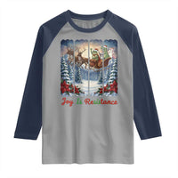 Joy Is Resistance Portland Frog Protest Raglan Shirt Funny Holiday Meme Gift Idea - Wonder Print Shop