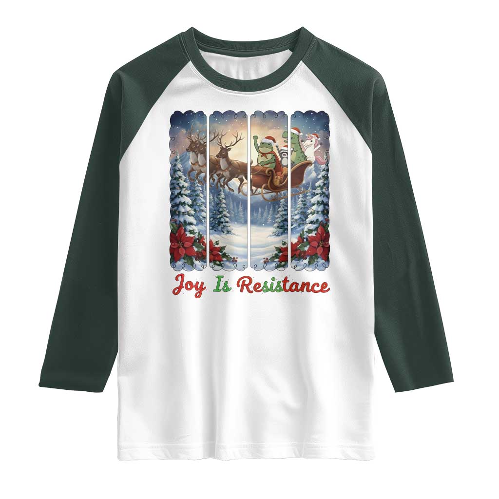 Joy Is Resistance Portland Frog Protest Raglan Shirt Funny Holiday Meme Gift Idea - Wonder Print Shop