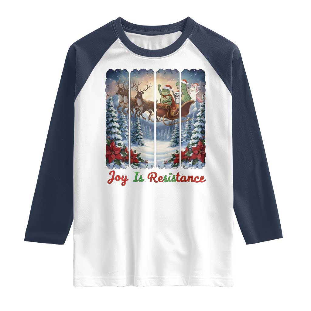 Joy Is Resistance Portland Frog Protest Raglan Shirt Funny Holiday Meme Gift Idea - Wonder Print Shop