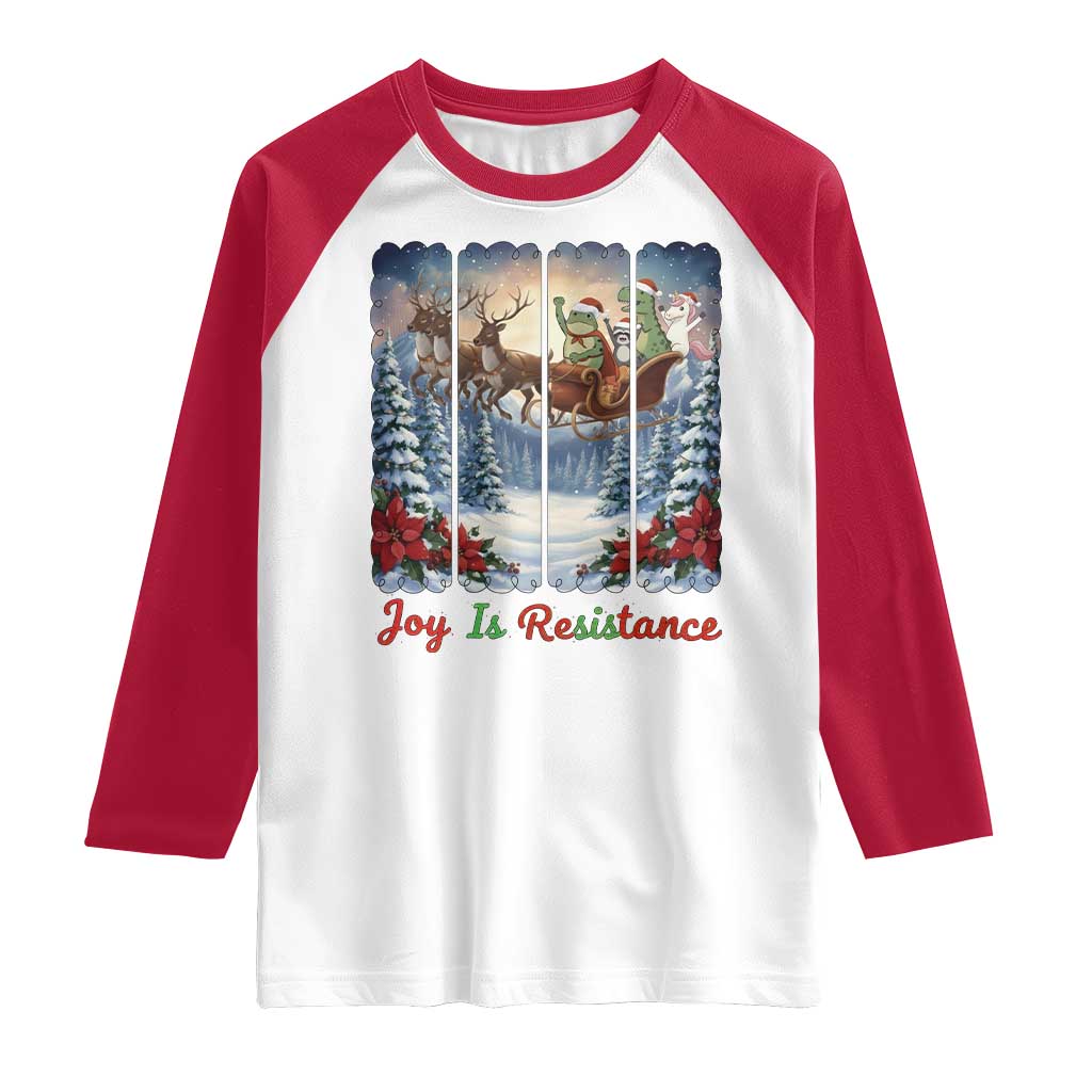 Joy Is Resistance Portland Frog Protest Raglan Shirt Funny Holiday Meme Gift Idea - Wonder Print Shop