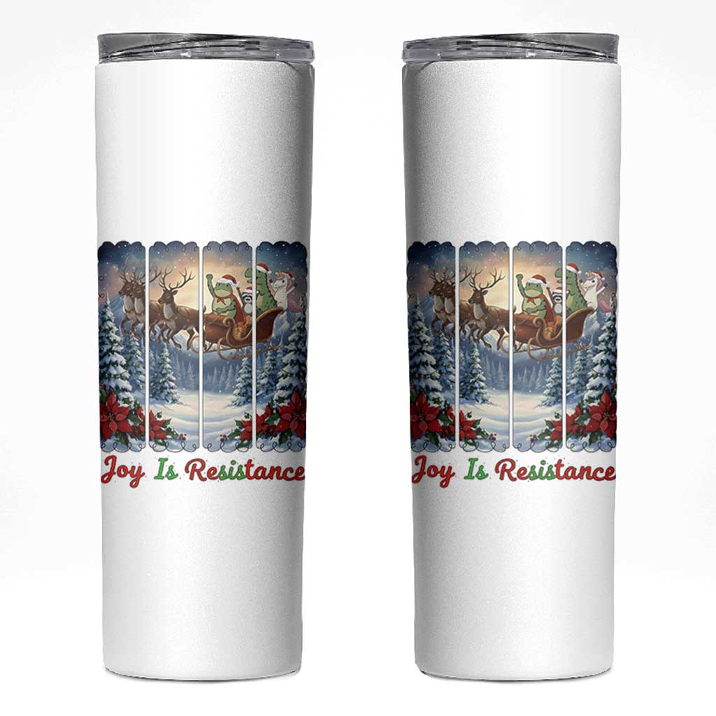 Joy Is Resistance Portland Frog Protest Skinny Tumbler Funny Holiday Meme Gift Idea - Wonder Print Shop