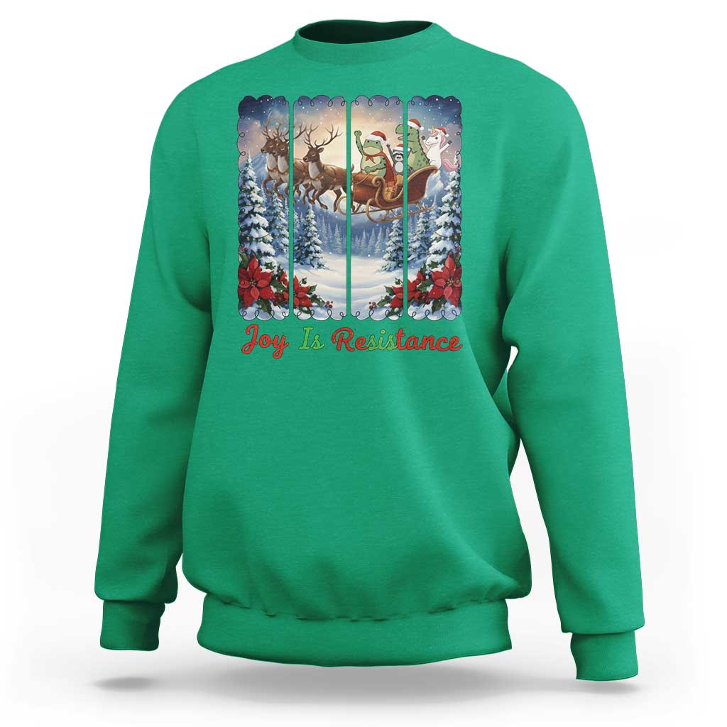 Joy Is Resistance Portland Frog Protest Sweatshirt Funny Holiday Meme Gift Idea - Wonder Print Shop