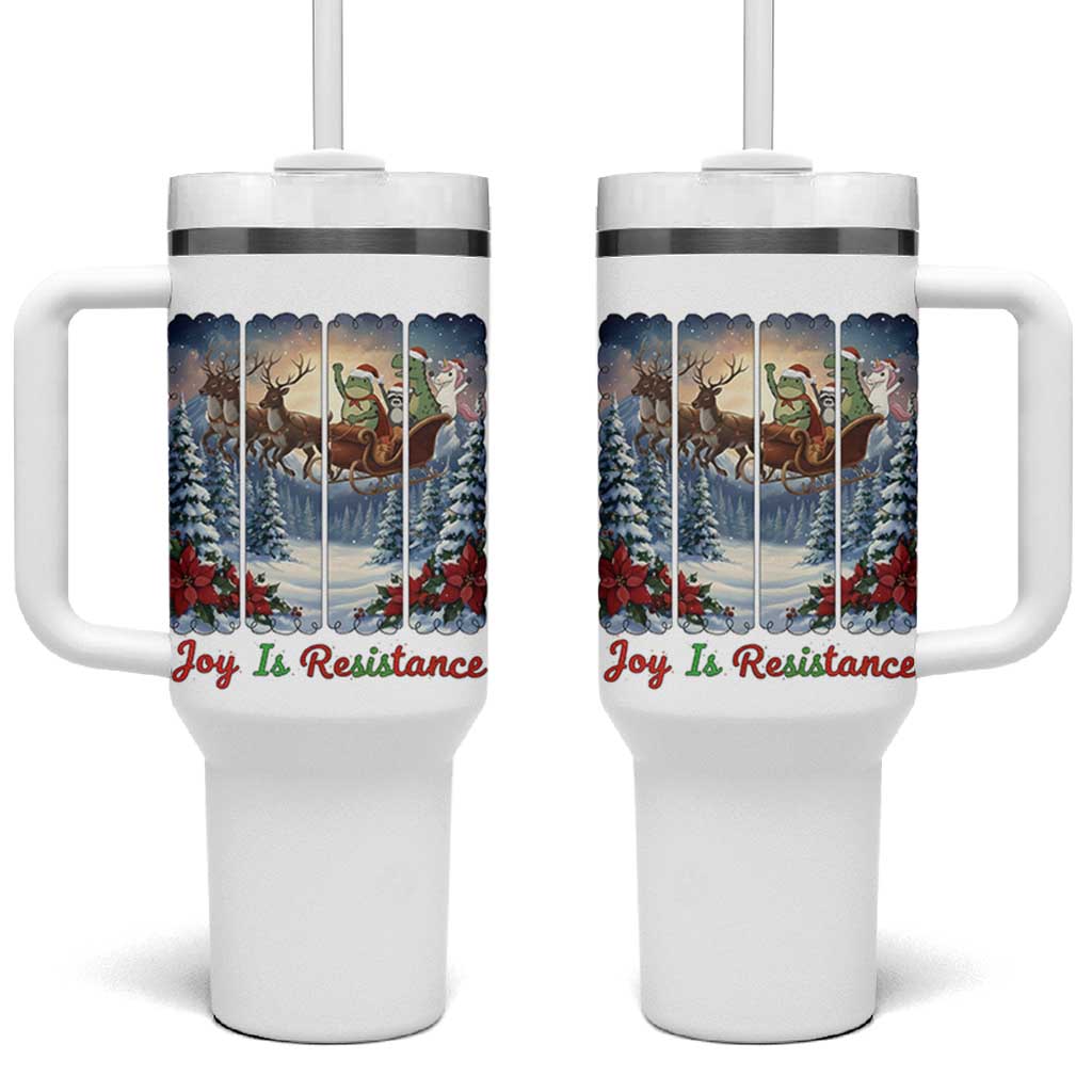 Joy Is Resistance Portland Frog Protest Tumbler With Handle Funny Holiday Meme Gift Idea - Wonder Print Shop