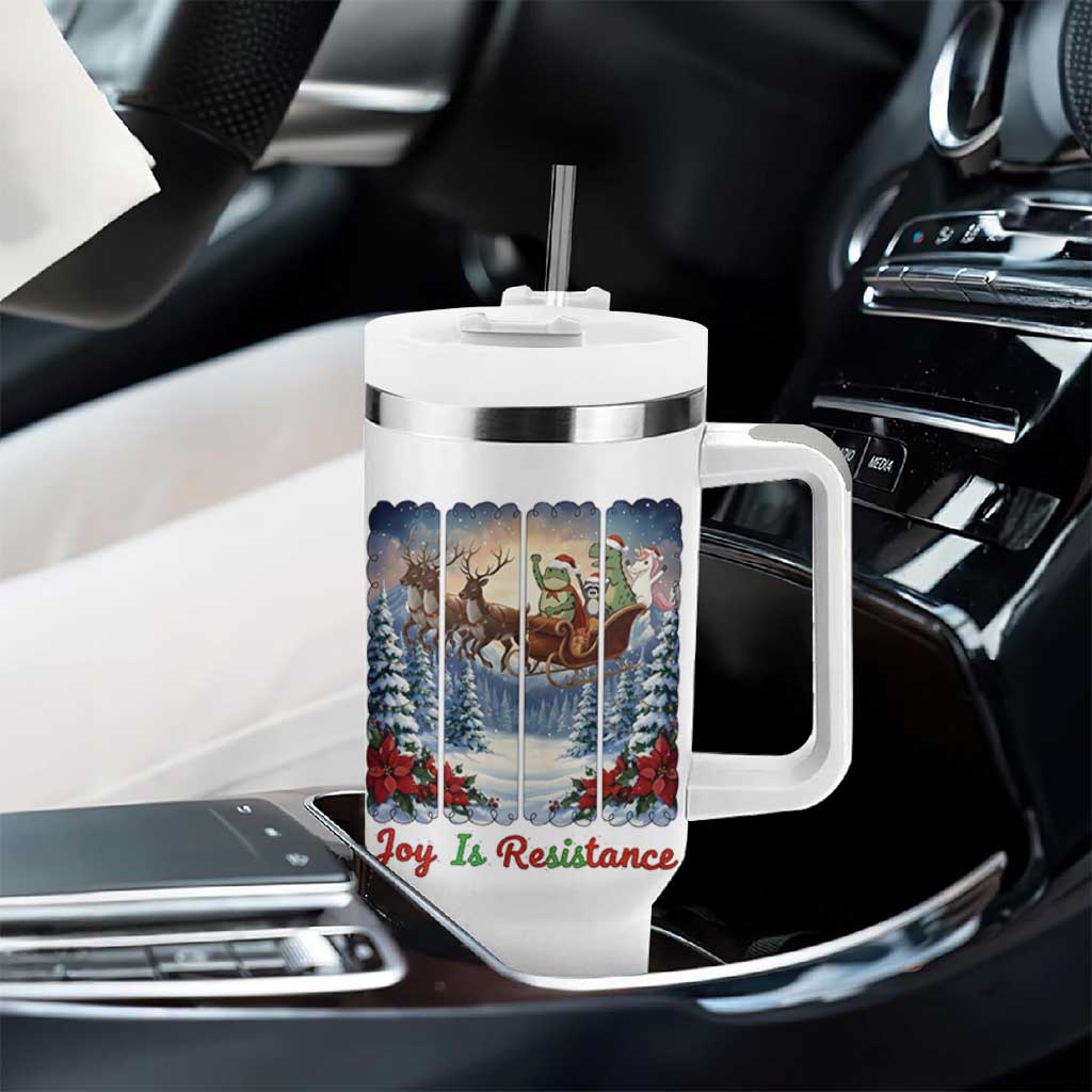 Joy Is Resistance Portland Frog Protest Tumbler With Handle Funny Holiday Meme Gift Idea - Wonder Print Shop