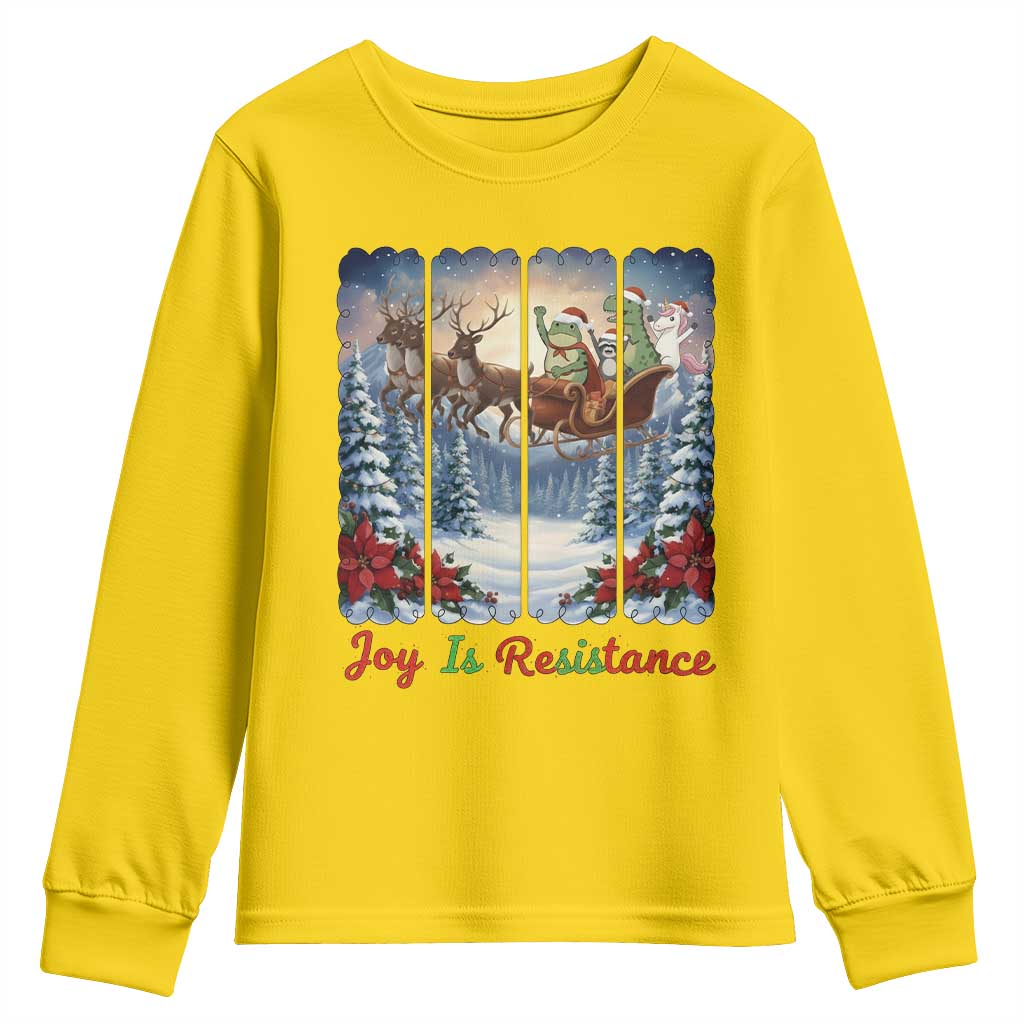 Joy Is Resistance Portland Frog Protest Youth Sweatshirt Funny Holiday Meme Gift Idea - Wonder Print Shop