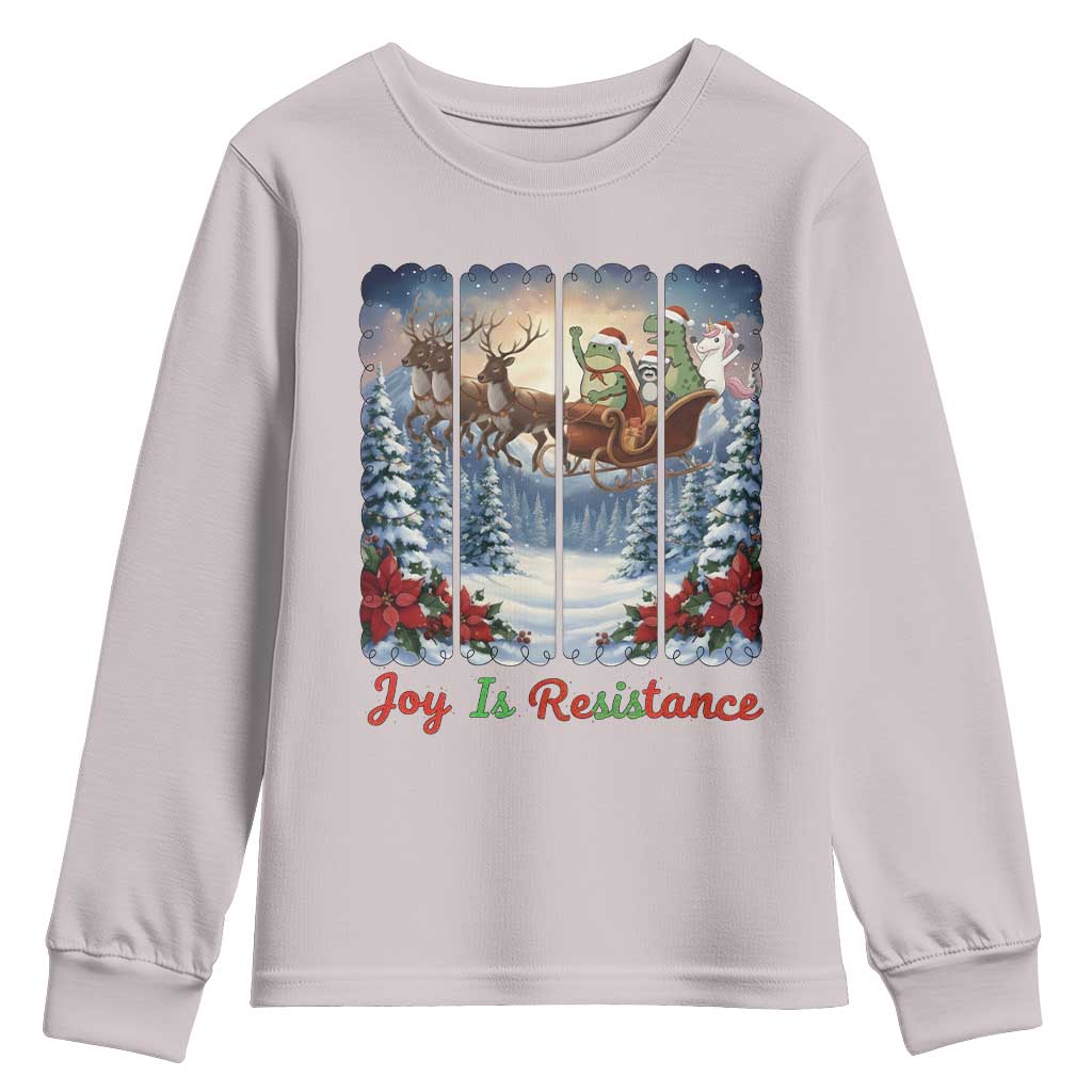 Joy Is Resistance Portland Frog Protest Youth Sweatshirt Funny Holiday Meme Gift Idea - Wonder Print Shop