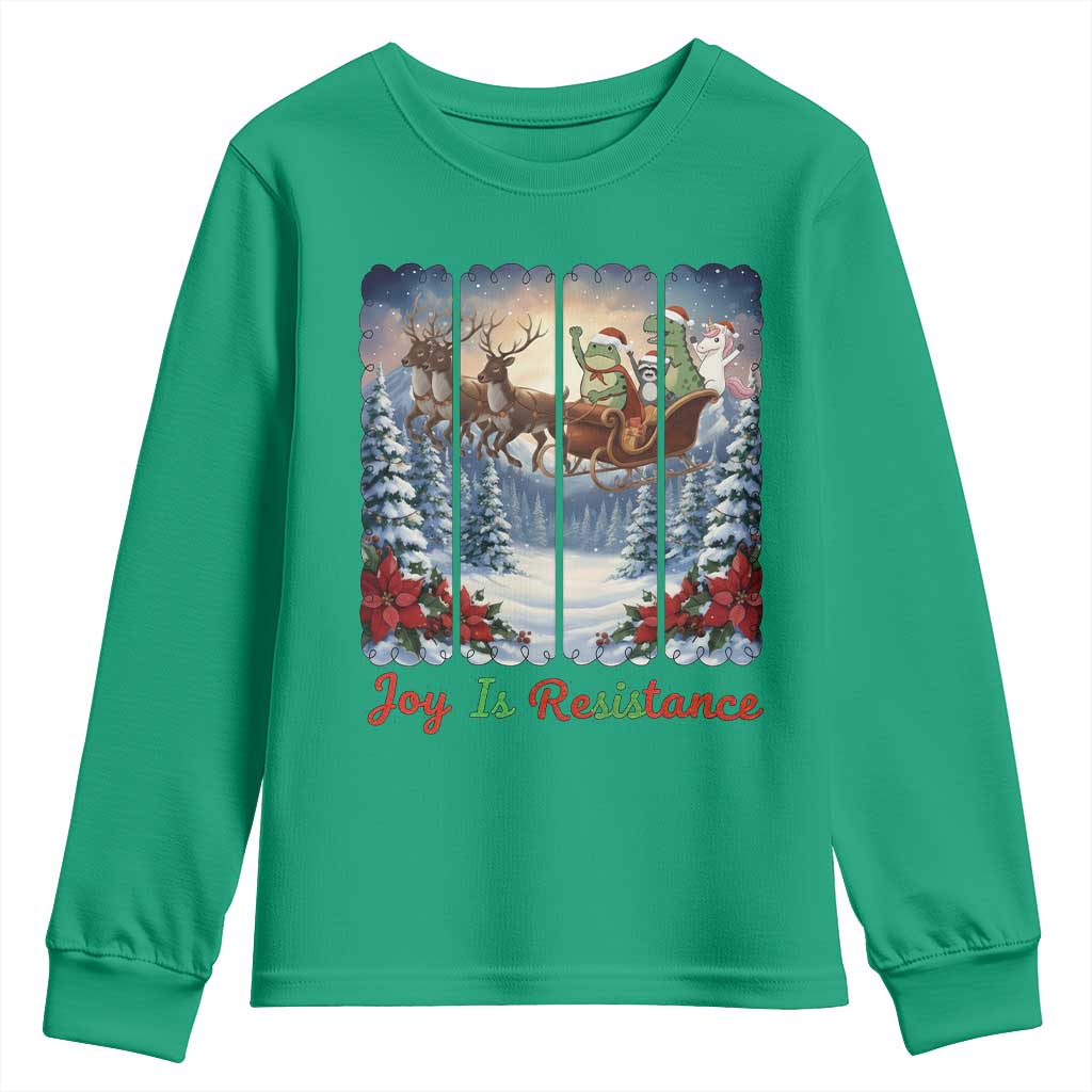 Joy Is Resistance Portland Frog Protest Youth Sweatshirt Funny Holiday Meme Gift Idea - Wonder Print Shop