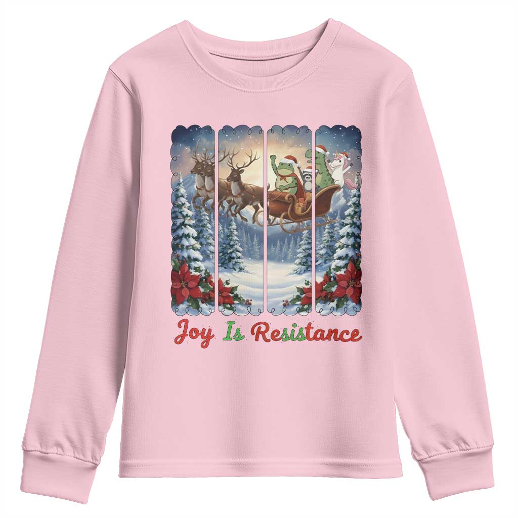 Joy Is Resistance Portland Frog Protest Youth Sweatshirt Funny Holiday Meme Gift Idea - Wonder Print Shop