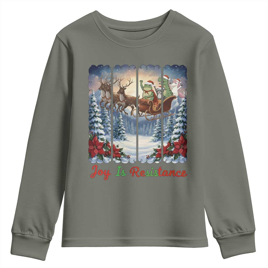 Joy Is Resistance Portland Frog Protest Youth Sweatshirt Funny Holiday Meme Gift Idea - Wonder Print Shop