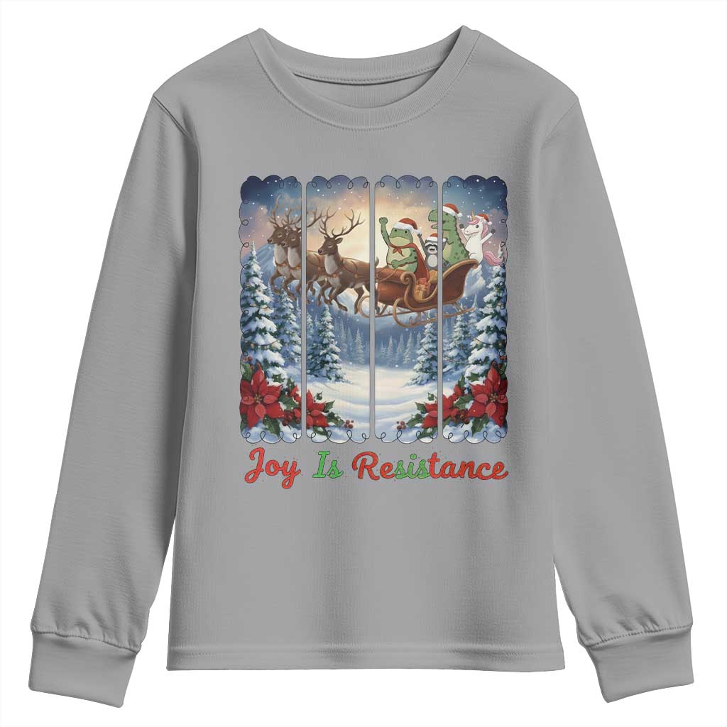 Joy Is Resistance Portland Frog Protest Youth Sweatshirt Funny Holiday Meme Gift Idea - Wonder Print Shop