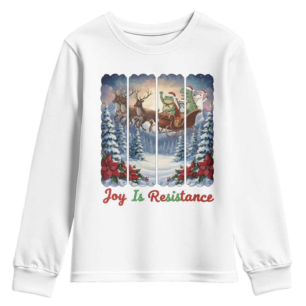 Joy Is Resistance Portland Frog Protest Youth Sweatshirt Funny Holiday Meme Gift Idea - Wonder Print Shop