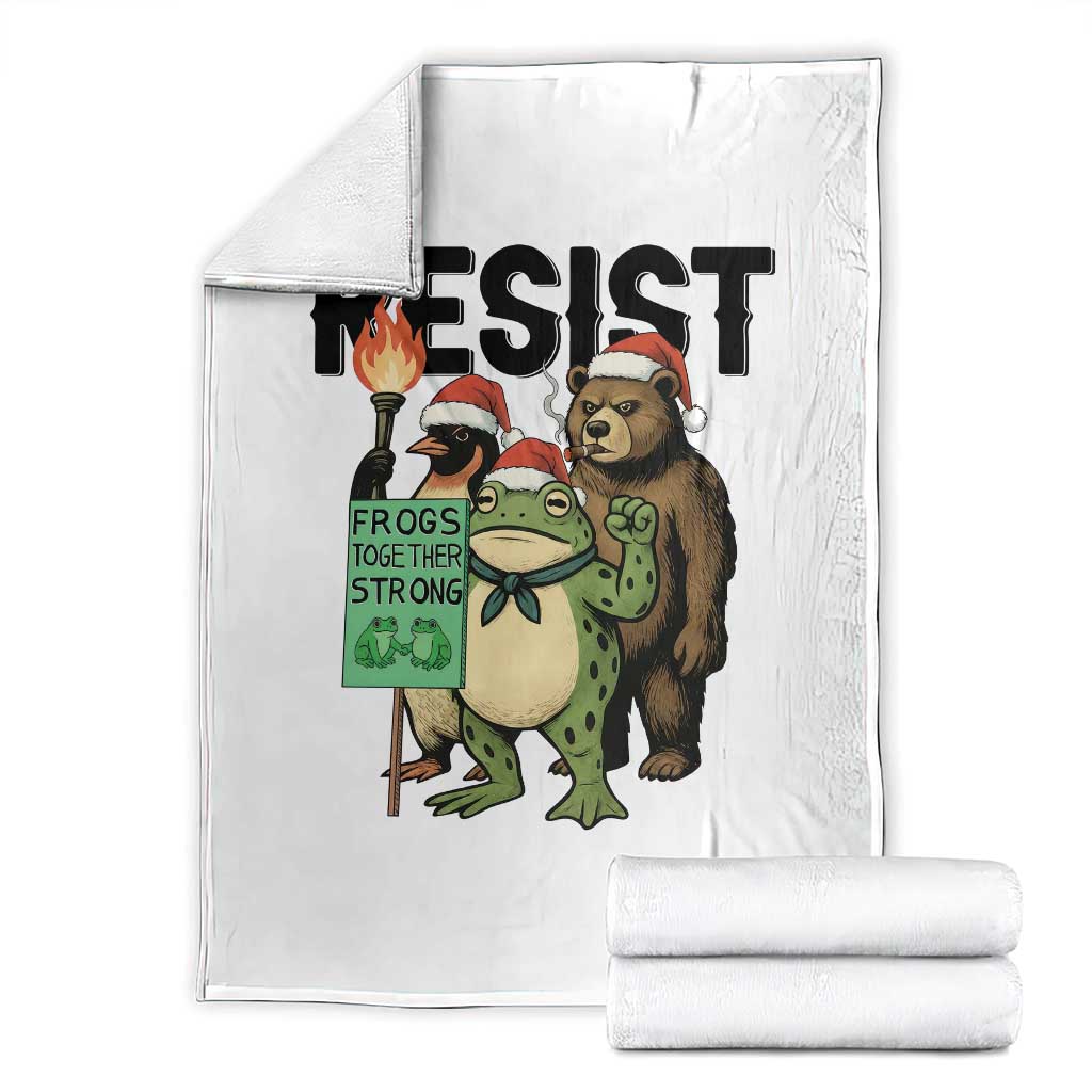 Funny Christmas Frogs Together Strong Throw Blanket Portland Resist Meme Gift - Wonder Print Shop