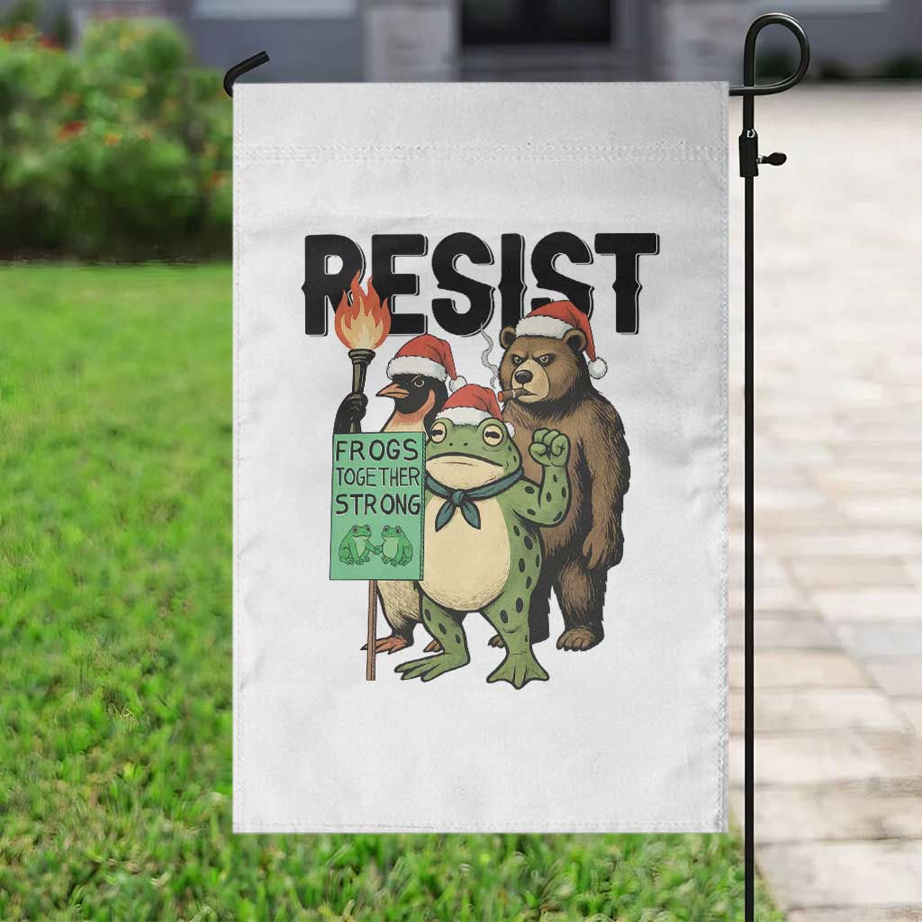 Funny Christmas Frogs Together Strong Garden Flag Portland Resist Meme Gift - Wonder Print Shop