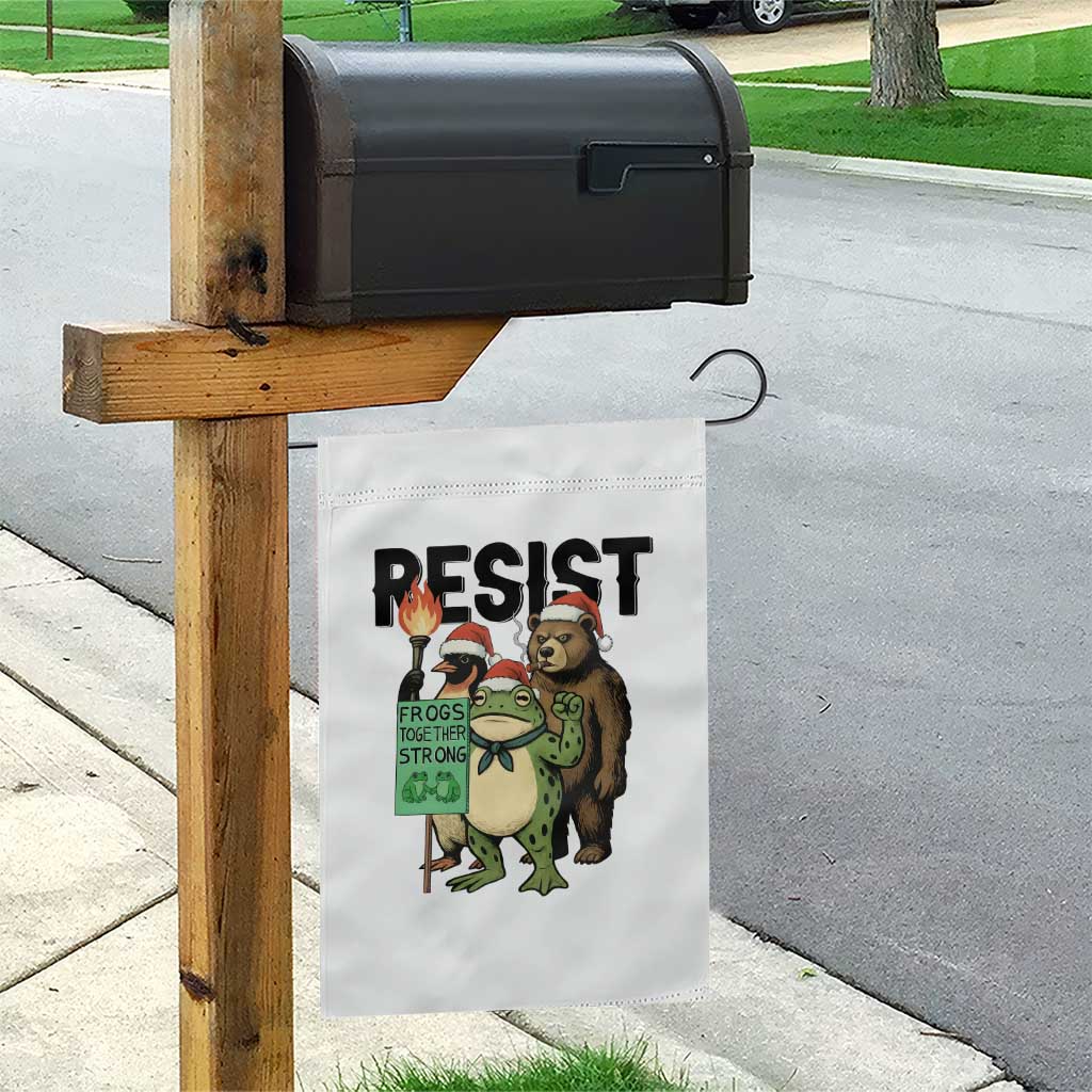 Funny Christmas Frogs Together Strong Garden Flag Portland Resist Meme Gift - Wonder Print Shop