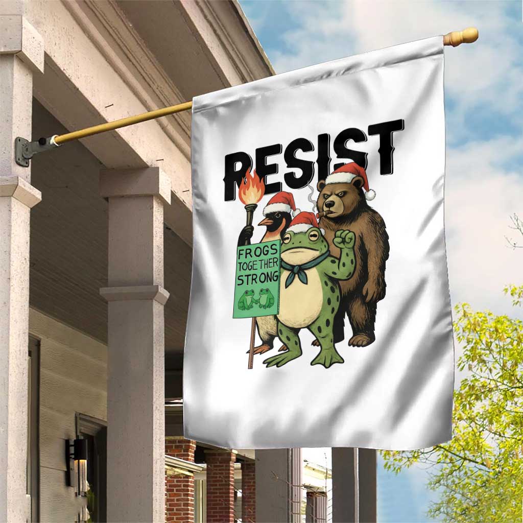 Funny Christmas Frogs Together Strong Garden Flag Portland Resist Meme Gift - Wonder Print Shop