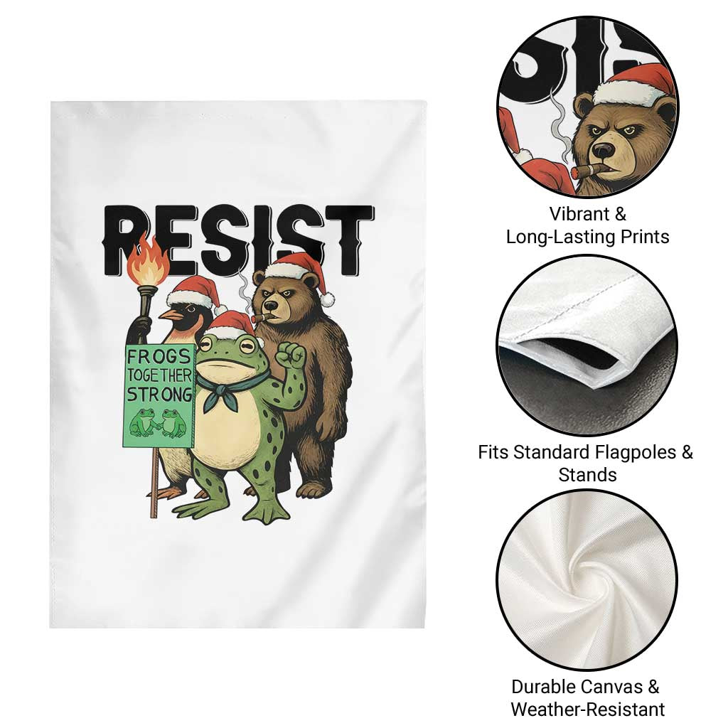 Funny Christmas Frogs Together Strong Garden Flag Portland Resist Meme Gift - Wonder Print Shop