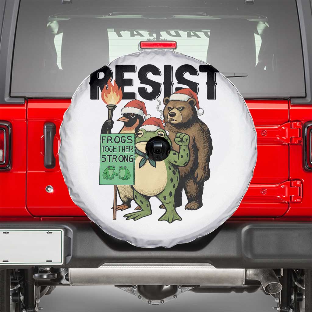 Funny Christmas Frogs Together Strong Spare Tire Cover Portland Resist Meme Gift - Wonder Print Shop