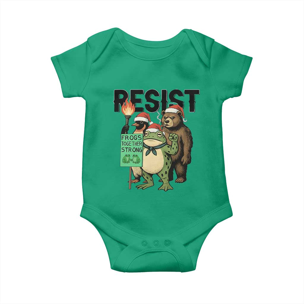 Funny Christmas Frogs Together Strong Baby Onesie Portland Resist Meme Gift - Wonder Print Shop