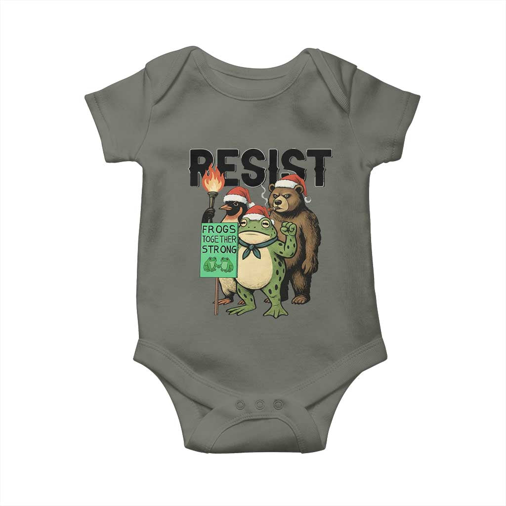 Funny Christmas Frogs Together Strong Baby Onesie Portland Resist Meme Gift - Wonder Print Shop