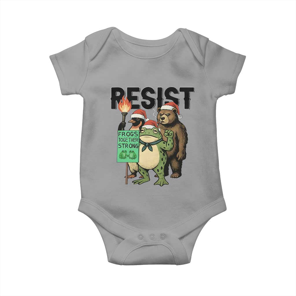 Funny Christmas Frogs Together Strong Baby Onesie Portland Resist Meme Gift - Wonder Print Shop