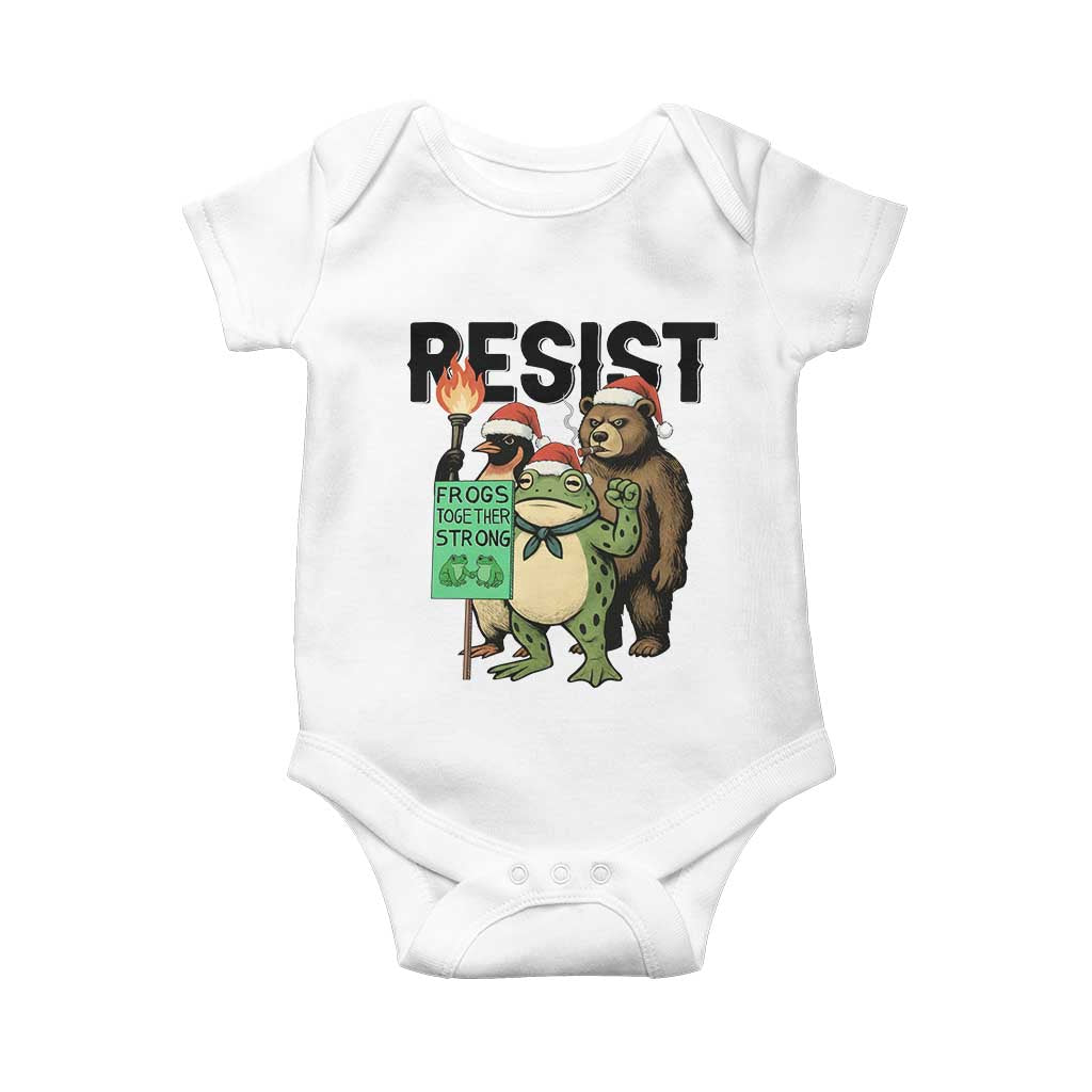 Funny Christmas Frogs Together Strong Baby Onesie Portland Resist Meme Gift - Wonder Print Shop