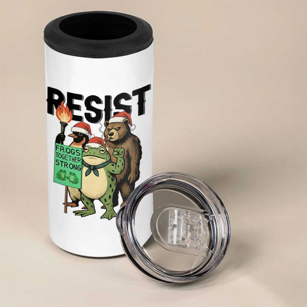 Funny Christmas Frogs Together Strong 4 in 1 Can Cooler Tumbler Portland Resist Meme Gift - Wonder Print Shop